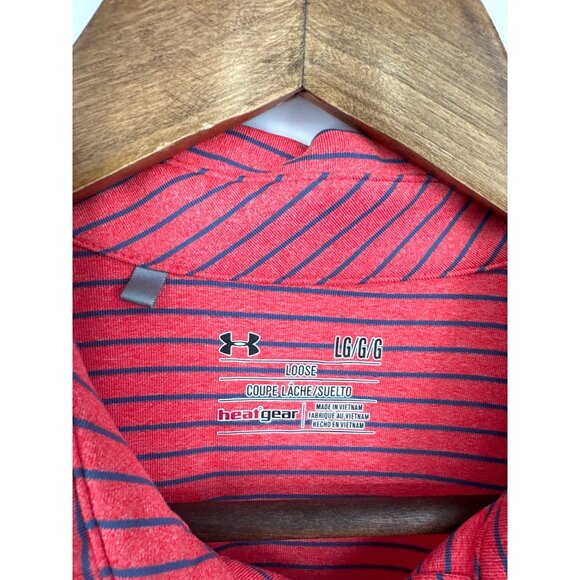 Under Armour HeatGear Loose Fit Striped Polo Shirt Men"s Size L - Picture 3 of 9